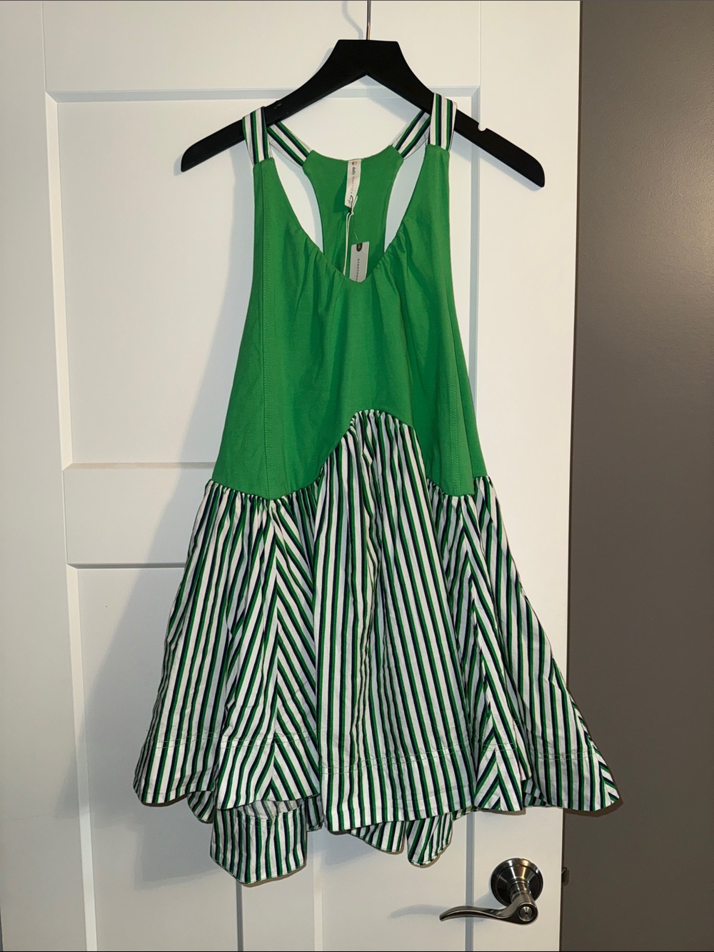 NWT DAILY PRACTICE Green Striped Tank Dress with Flared Skirt - ANTHROPOLOGIE